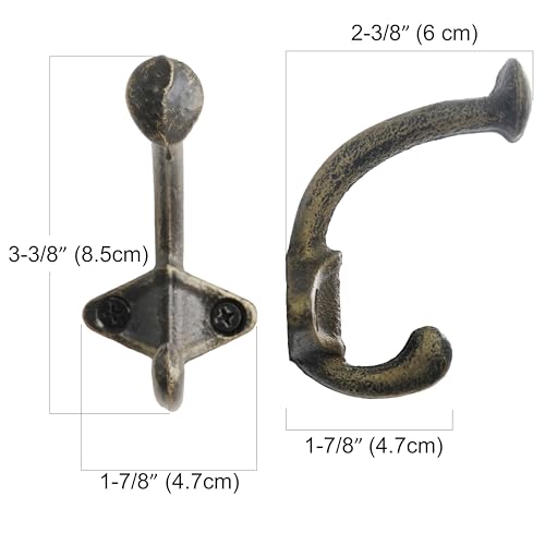 Image of SKOLOO Gold Cast Iron Wall Hooks - Farmhouse Style, Pack of 10, Dual-Direction Hanging Design - Ideal for Coat, Backpack, Towel - Perfect for Entryway, Mud Room, Bathroom Dry Area