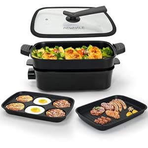 AEWHALE 3-in-1 Elektrische Multifunktions Grillpfanne