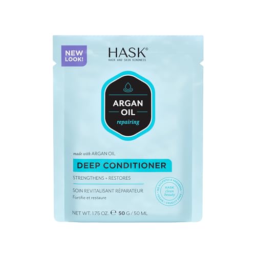HASK Argan Oil Repairing Deep Conditioner Treatment Pack - 50 Gm | Restores & Smooths Dry, Damaged Hair | Sulfate & Paraben Free, 1 Count