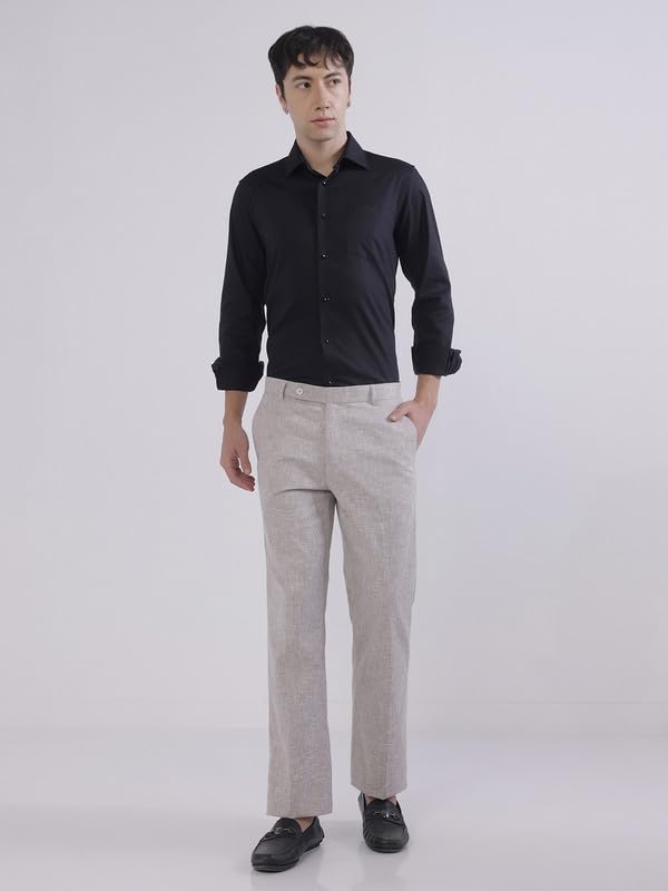 Image of TAHVO Men's Slim Fit Linen Tailored Trousers