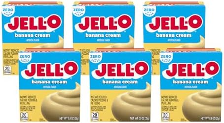 Jell-O Sugar-Free Instant Pudding and Pie Filling, Banana Cream, 0.9-Ounce Boxes (Pack of 6)