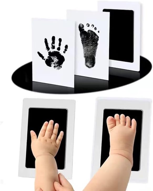 Baby Handprint and Footprint Kit - 2 baby Inkless Print pads, 4 Imprint Cards, Pet Paw Print, for Newborn Girls and Boys, Family Keepsake,Memorable Keepsake Box Decorations