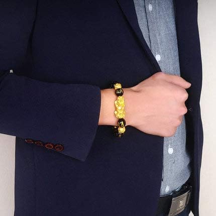 Vanski Feng Shui Prosperity Bracelet 12mm Natural Bead Bracelet with Golden Pi Xiu/Pi Yao Lucky Wealthy Amulet Brecelet - Image 3