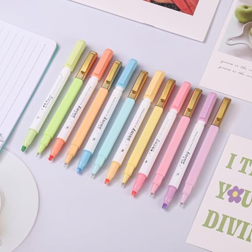 12 Pcs Aesthetic Highlighter and Ballpoint Pen Set – 6 Pastel Highlighters & 6 Color Ballpoint Pens No Bleed, Ideal for Bibles, Journals, Study, Cute School Supplies, Office Desk Accessories - Image 4