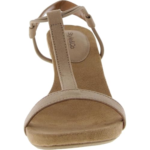Style & Co. Womens Mulan Faux Suede T-Strap Sandals Taupe 8.5 Medium (B,M)2
