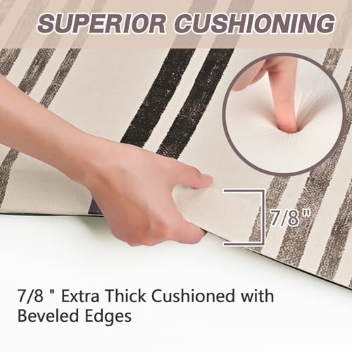 Ergohead 7/8 inchs Thick Kitchen Floor Mat, Nordic Style Design Memory Foam Anti Fatigue Mat, Anti Slip Foot Standing Comfort Mat - Cushion, Waterproof Decor (Yellow Linen Plaid, 17.3\" x 39\" -0.87\") - Thumbnail 4