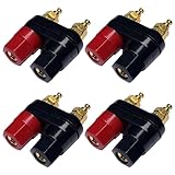 CESS Dual Binding Post, 4mm Banana Socket, 2 Way Gold-Plated Speaker Binding Posts, Power Amplifier Connector, 4 Pack
