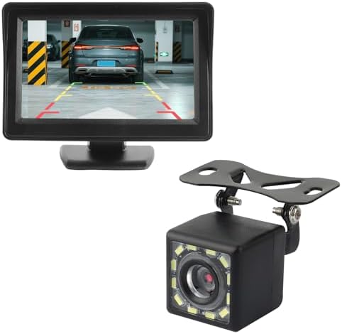 12 LED Backup Camera for Car with Night Vision,HD 1080P Back up Cameras for Cars Kit with 4x3 Rear View Camera Monitor & Guide Line,Wide Angle Reverse Cameras for 12V Cars/SUVs