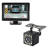 12 LED Backup Camera for Car with Night Vision,HD 1080P Back up Cameras for Cars Kit with 4x3 Rear View Camera Monitor & Guide Line,Wide Angle Reverse Cameras for 12V Cars/SUVs