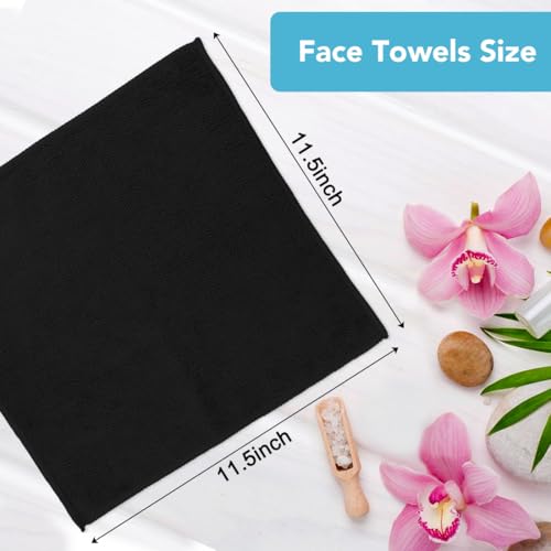 Image of Orighty Washcloths, 5 Pack Microfiber Face Towels, Highly Absorbent and Soft Feel Wash Cloths & Hand Towels for Bathroom, Hotel, Spa, and Gym, 11.5x11.5 Inch, Black