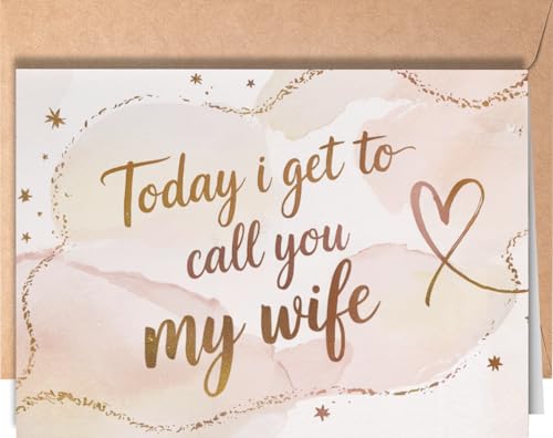 Wedding Card for Bride from Groom - To My Wife on Our Wedding Day Card - Sentimental Wife Vow Cards...