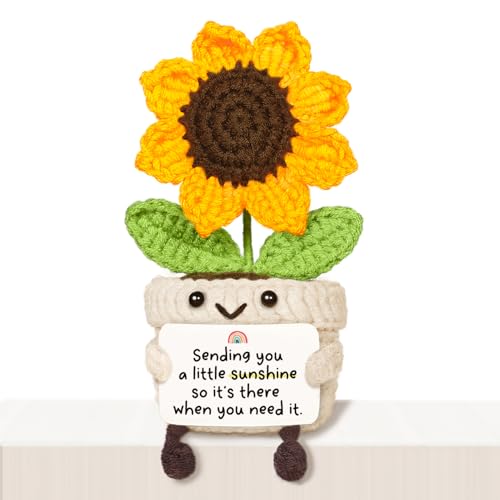Glydein Get Well Gifts for Women After Surgery, Handmade Positive Sunflower Crochet Decor,...