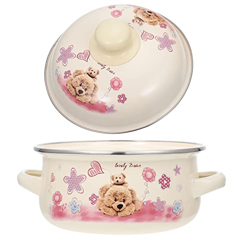 Foto von Cabilock 1stück Enamel Stew Pot Mit Doppelgriff Für Induktionsherde Geeignet Langlebiger -kochtopf Für Zubereitung Von Babynahrung Und Leckeren Gerichten