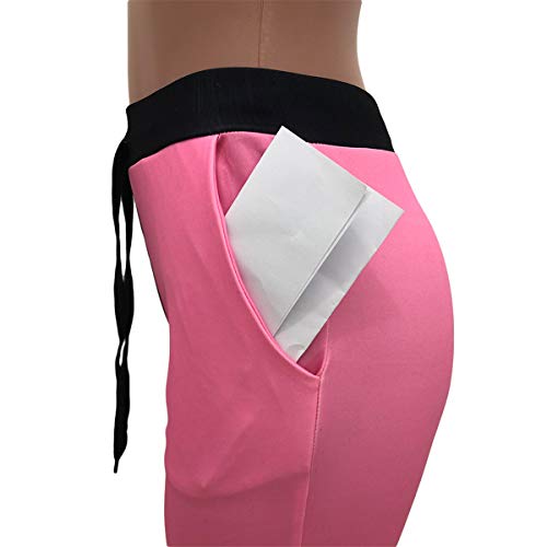 Womens Casual 2 Piece Color Block Letters Printed Short Sleeve Sweater Tops Shirt Drawstring Waist Bodycon Stacked Pants Trousers Set Jumpsuits Jogging Yoga Active Tracksuits Black Xl #TOP6