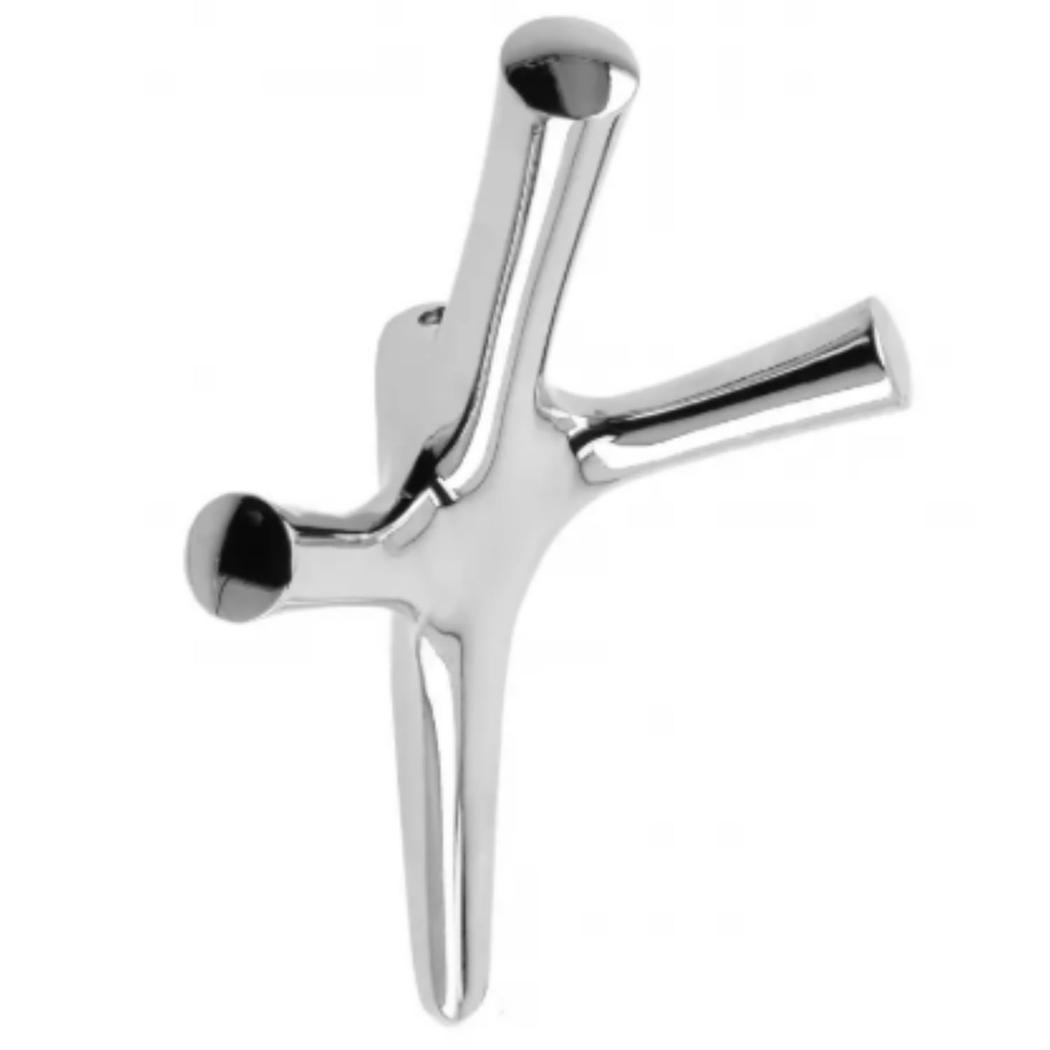B2C Modern Triple-Arm Wall Coat Hanger – Aluminium Designer Hook for Jackets, Coats, and Accessories Loft & Contemporary Interiors (Chrome)