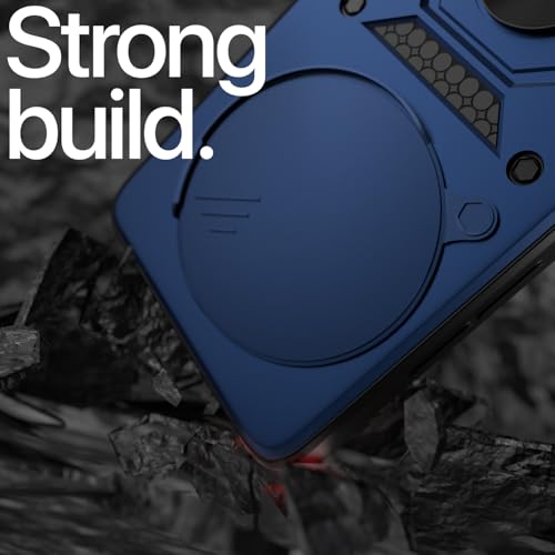 Image of Pikkme Back Cover for Realme 14 Pro 5G | 360 Protection Case | Sliding Camera Shield Cover & Ring Holder Stand D10 Tough Armor Bumper Case (Blue)