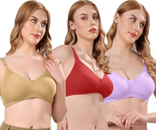 Image of London Hills Regular Bra for Women Everyday Non Padded Wire Free Full Coverage Cotton Blend