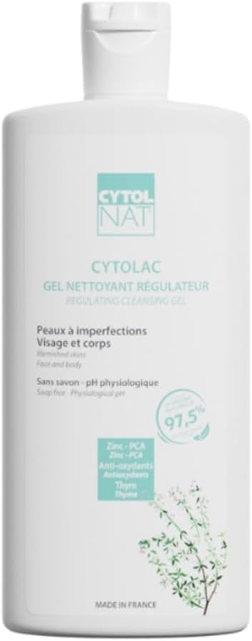 CYTOLNAT - Cytolac Cleansing Gel - Gently Cleanses and Regulates Excess Sebum - Soap Free - Sensitive, Combination to Oily Skin - Face and Body - Natural Formula - 250 ml