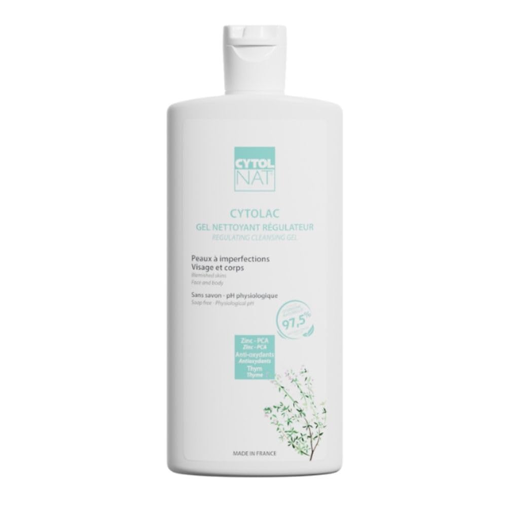 CYTOLNAT - Cytolac Cleansing Gel - Gently Cleanses and Regulates Excess Sebum - Soap Free - Sensitive, Combination to Oily Skin - Face and Body - Natural Formula - 250 ml