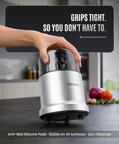 Image of Ownair Chopper Electric for Kitchen - 800W Pure Electric Copper Motor, 300ml Vegetable Chopper with Stainless Steel Blades, Safety Lock, Transparent Lid - Compact Kitchen Food Processor (silver)