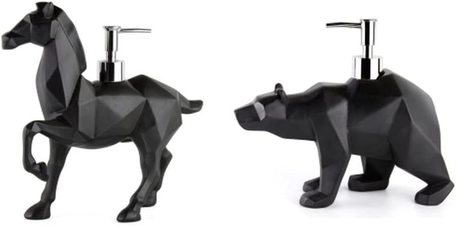 WDBB Soap Dispenser,Resin Pump Bottle,Horse and Bear Animal Character Cute Lotion Dispenser for Bathroom,Kitchen,Hotel,Restaurant