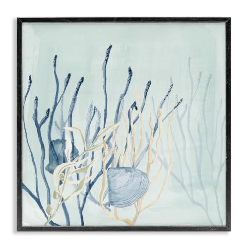 Layered Seashells Coral Underwater, 17 x 17 Inch Framed Giclée Print