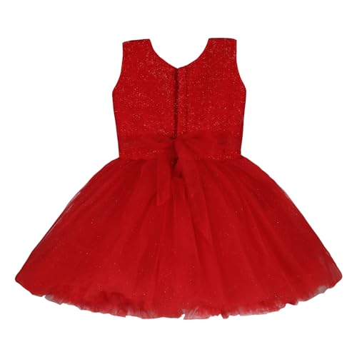 Image of Wish Karo Baby Girls Knee Length Net Solid Party Dress (bxap245)