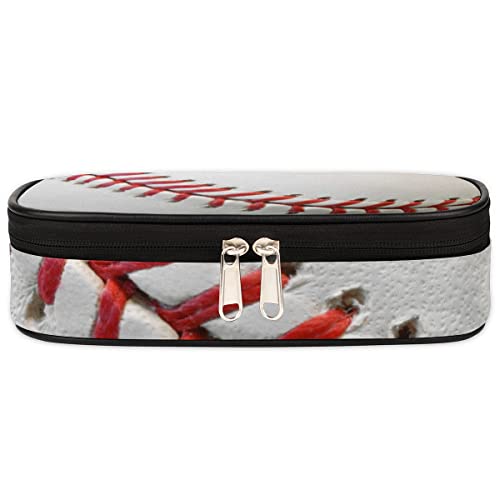 Image of Pardick Baseball Print Big Capacity Pencil Pen Case Sport Large Pencil Pouch with Zipper Compartments Pencil Bag for Boys Girls Adults Student Office School Supplies