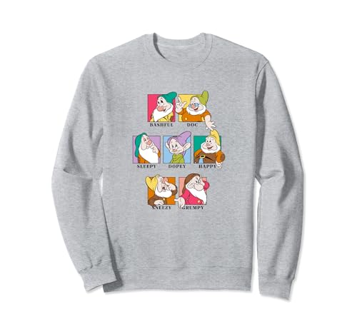 Sweatshirt Disney Blanche Neige pull col rond imprimé personnages nains