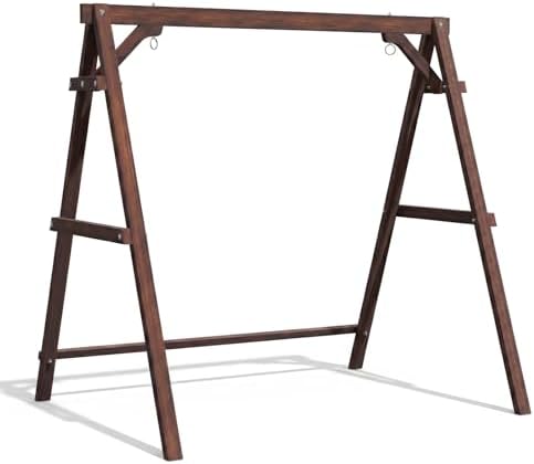 VINGLI 6.2FT Wooden Porch Swing Frame for 4FT Swing, Rustic