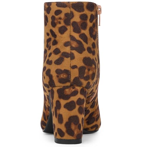 Allegra K Women's Pointy Toe Side Zip Chunky Heels Ankle Boots4