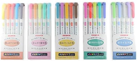 Zebra MILDLINER 5 Pack Set (25 Colors) MIYABI Stationery Store Original Gift Package [5C/RC/NC/N5C/HC]