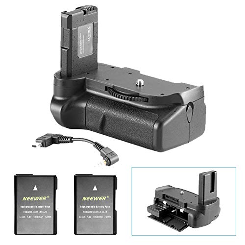 Neewer Pro (Pro Versión de Neewer Producto) Empuñadura de Batería Funciona con EN-EL14 Baterías + 2 Baterías de Repuesto EN-EL14 Recargable 7,4 V 1050mAh para Nikon D5100 5200 D5300 Cámara DSLR