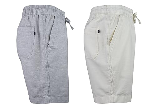 Kit 2 bermudas short padrão linho (P, Marfim e Granizo)