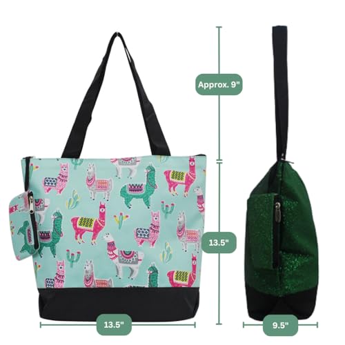 Image of NGIL Medium Top Zipper Closure Canvas Tote Bag with Attached Matching Coin Purse For Moms and Nurses