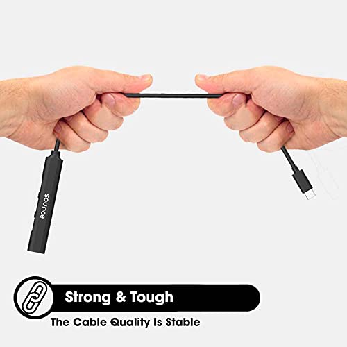 Image of Sounce 4-in-1 Portable Type-C Hub (Type-C to 4 USB-A Ports) with Aluminum Shell, USB Port Hub 3.0 Compatible for PC, Mac Pro, Mac mini, iMac, Tablet, and Smartphone