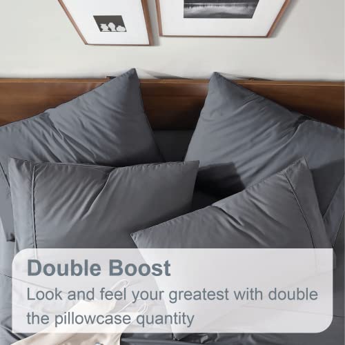Swift Home Full 6-Piece Microfiber Sheet Sets (Includes 2 Bonus Pillowcases), Ultra-Soft Brushed - Extremely Durable - Easy Fit - Wrinkle Resistant, Full, Grey #TOP2
