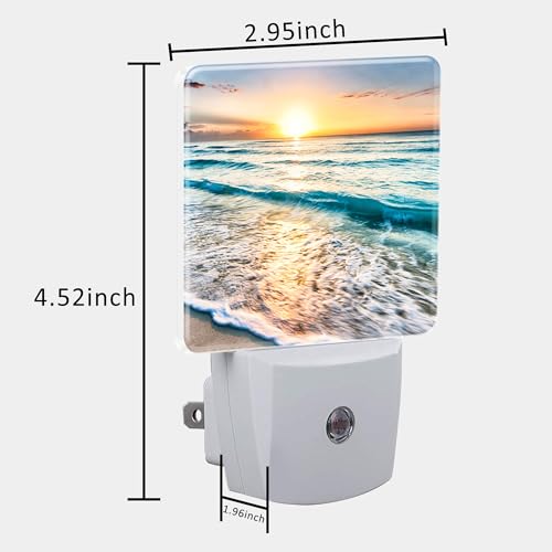 Image of Beautiful Sunrise Over Beach Night Light Plug into Wall with Dusk to Dawn Sensor Cute Nightlight for Kid Girls Boys Women Men Room Decor, Hallway, Kitchen, Bathroom, Nursery, Stairs