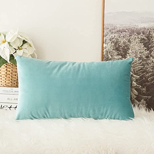 Image of Khooti Velvet Cushion Cover Pack of 1-16 inch x 20 inch / 41 x 51 cm - Teal Green - Soft Pillow Covers Cushion Case for Sofa Bedroom Livingroom Chair Car, Cushion Cover