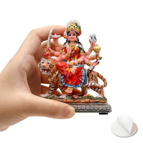 Estatua pequeña de Durga sobre Tigre para tablero de auto