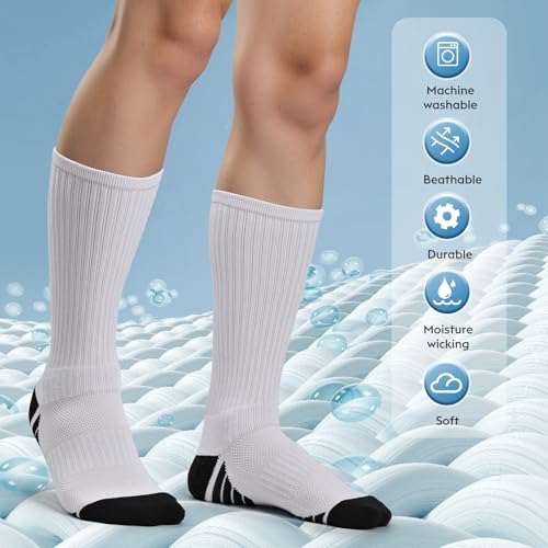 Finerview Basketball Socks for Men Boys 6 Pairs, High-Top Premium Mid Calf Athletic Socks for Adult & Youth3