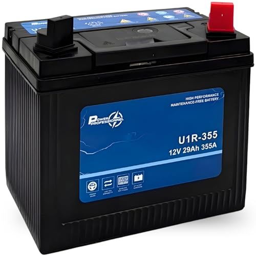 BATTERIE TRACTEUR TONDEUSE U1R-355 12V 29Ah 355A CCA – Format U1 – Plomb Acide – Démarrage Renforcé – Sans Entretien – 196x132x180mm – Garantie 2...