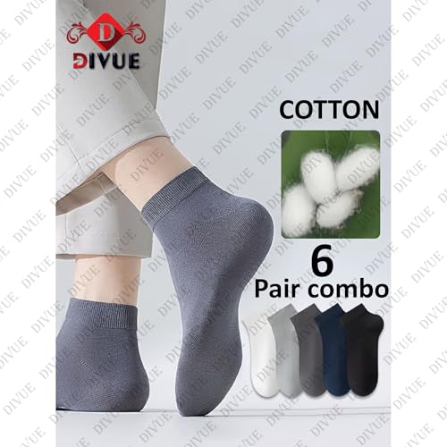 Image of VAIDUE Premium Cotton Ankle Length Socks for Men & Women | Odor-Free, Breathable, Soft & Durable | Multicolor Casual & Sports Wear | Pack of 5 Comfortable Everyday Unisex Socks