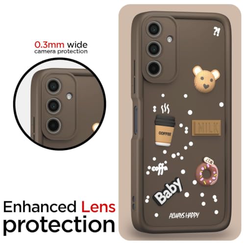 Image of Bintage Cute Fun Ball | Taddy Cartoon 3D Smiley Coffee Cup | Milk Donut | Full Protection Rubber Back Cover Compatible for Samsung M15 5G - Brown
