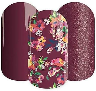 Sangria Blooms (Sparkle) | Jamberry Lacquer Strips | Quick & Easy Nail Decal Design