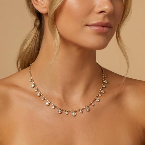 MIJENITI Dainty Gold Choker Pendant Necklace for Women Round Zircon Choker Necklaces for Her Fashion Jewerly — view 2