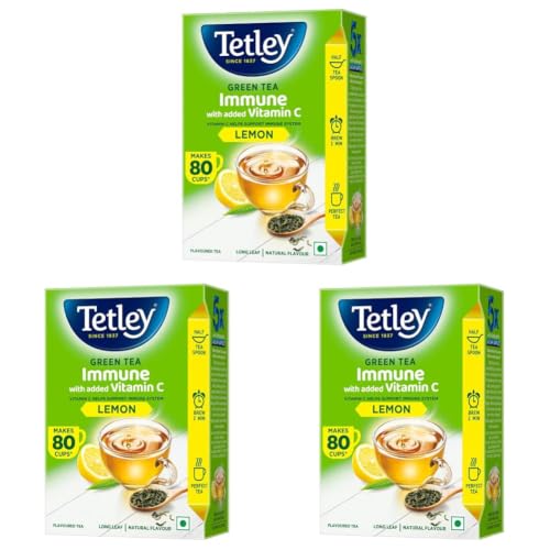 Image of Tetley Long Leaf Green Tea, Lemon, 100g (Pack of 3)