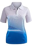 CLOVERY Functional Fabric Point Collar Design Short Sleeve Casual Polo Aqua XL