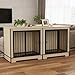 GOWE Dog Crate Furniture with Two Combined Room, XL Large Double Dog Cage Furniture with Tray for Medium Large Dogs, Wooden Dog Kennel Furniture