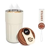 Water Bottle Flask with Temperature Display Stainless Steel Flask for Hot Drink 450mL, Insulated Coffee Mug Travel Mugs for Hot Drinks Mug Warmer Thermal Mug Thermal Cup